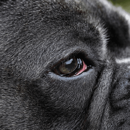 zoomed in view of a dogs eye